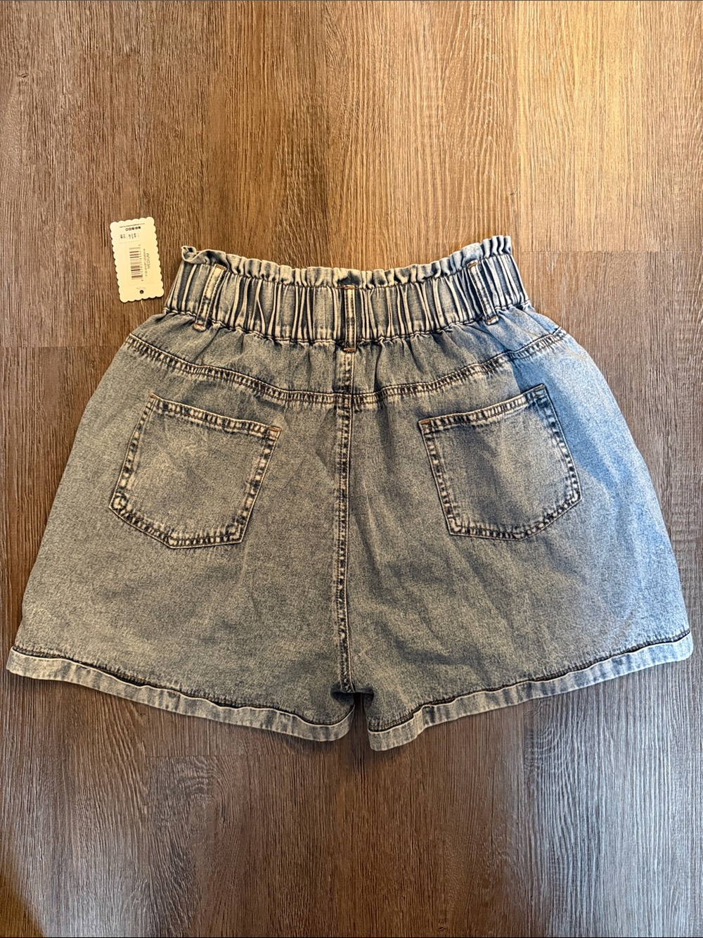 Simply Southern Light Wash Paperbag Waist Denim Shorts - Picture 5 of 5